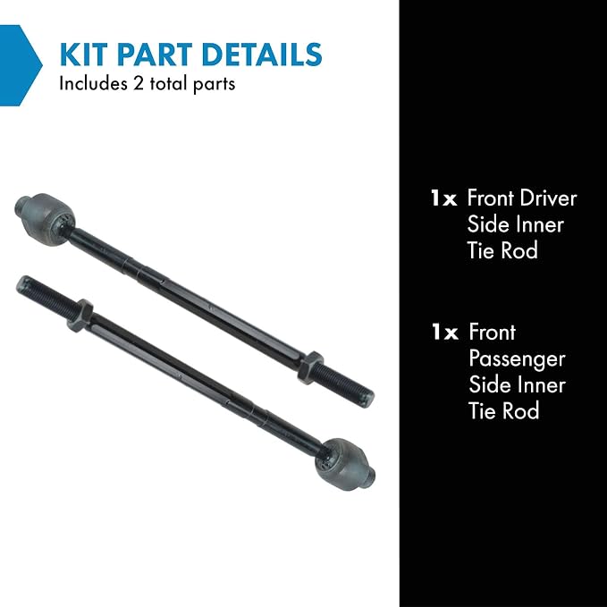 TRQ Front Inner Tie Rod Set 2 Piece Compatible with 2007-2011 Honda CR-V