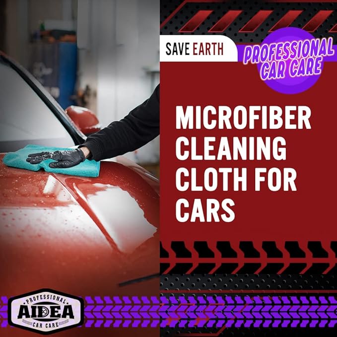 AIDEA Microfiber Cleaning Cloth 10PK, Micro Fiber Cloth for Cleaning Cars, Premium All Purpose Car Towels, Dusting Cloth Cleaning Rags SUVs, House, Kitchen, Window, Workshops, 12"×12"