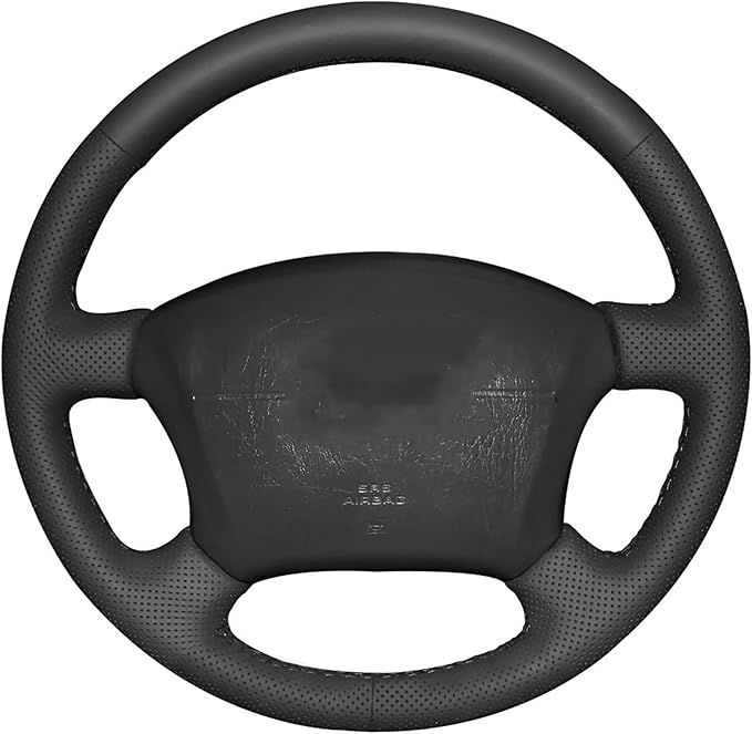 Loncky Custom Fit Black Genuine Leather Steering Wheel Cover for Toyota Land Cruiser 1995 1996 1997 1998 1999 2000 2001 2002 Accessories Car Interior Hand Stitched OEM Parts