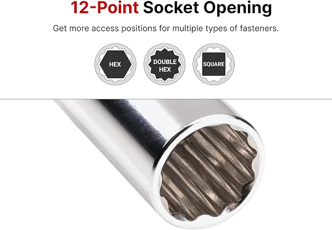 TEKTON 3/8 Inch Drive 12-Point Socket Set, 19-Piece | SHD91122