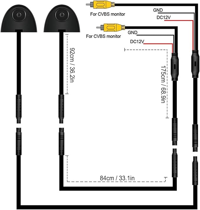 Blind Spot Camera,Night Vision Car Side Door View Blind Spot Camera for Car Surveillance System (Black)