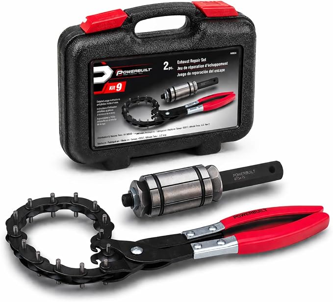 Powerbuilt Exhaust Tool Kit, Replace and Repair Vehicle Exhaust Pipes, Remove Dents, Chain Cutter, Expander, 2 Piece Set - 648634