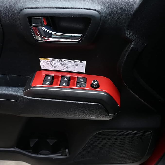 Lcojicep 14PCS Full Set Interior Decoration Trim Kit Compatible with Toyot@ Tacoma 2016-2022 Central Control Dashboard Frame Cover Shift Knob Cover Air Vent Trim Cover Window Button Cover (Sport Red)