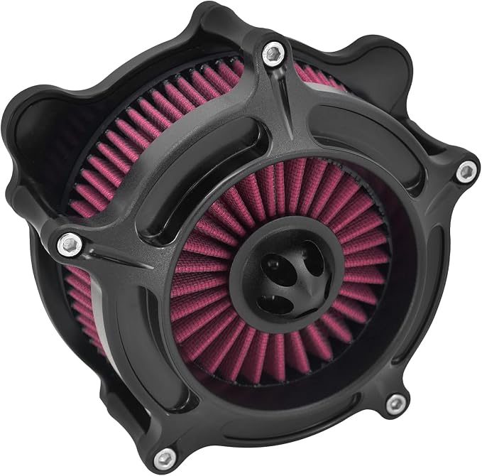 Air Cleaner Filter Aluminum Fit for Harley Touring Road King Street Glide Softail Sportster Dyna (Black Housing Red Element, B For Touring 00-07,Softail 00-15,Dyna 00-17)