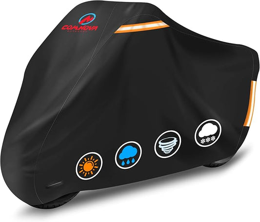 Comnova Motorcycle Cover 91 Inch - 600D Waterproof Outdoor Motorcycle Cover with Lock Hole, Powersports Vehicle Covers with All-Season Protection for Motorcycles