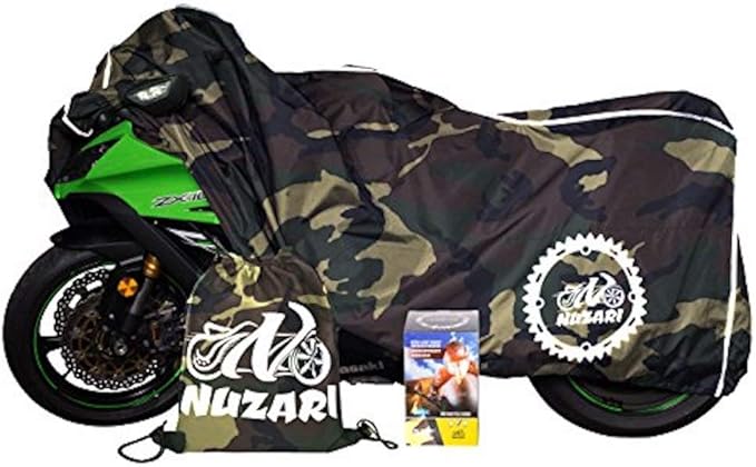 Premium Nuzari Heavy Duty Motorcycle Cover - Motorcycle Covers Waterproof Outdoor Storage - Scooter Cover - Moped Cover Waterproof - Compatible with Harley Davidson and Vespa - Medium