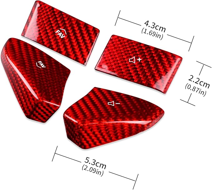 Hard Carbon Fiber, for Corvette C8 2020 2021 2022 2023 Accessories, Steering Wheel Volume Button Cover, 4Pcs Steering Wheel Button Panel Sticker, Decorative Interior Auto Trim