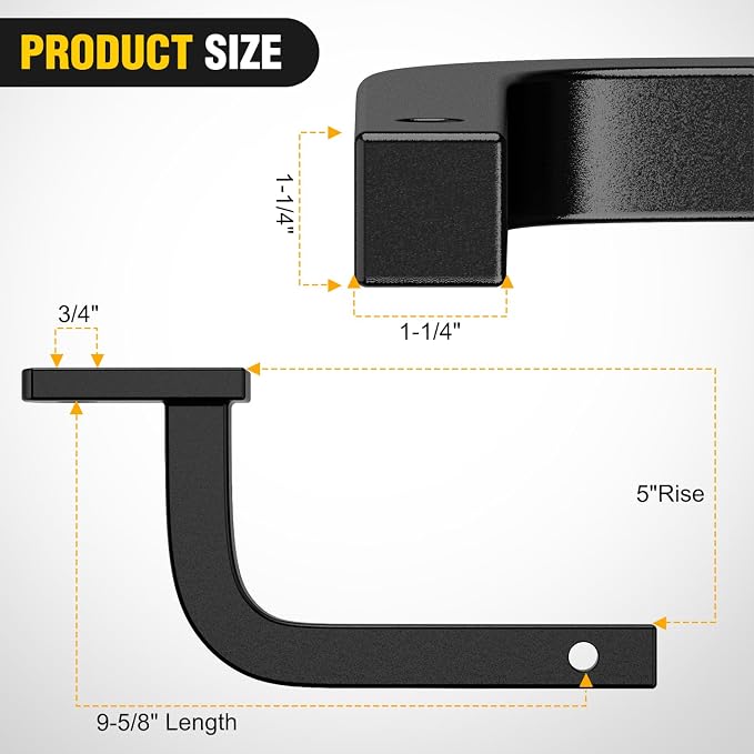 Nilight Trailer Hitch Ball Mount with 1/2" Hitch Pin Clip Fits 1-1/4 Inch Receiver Square 2000 lbs 5"- Rise 3/4"- Hole Gloss Black Powder Coat