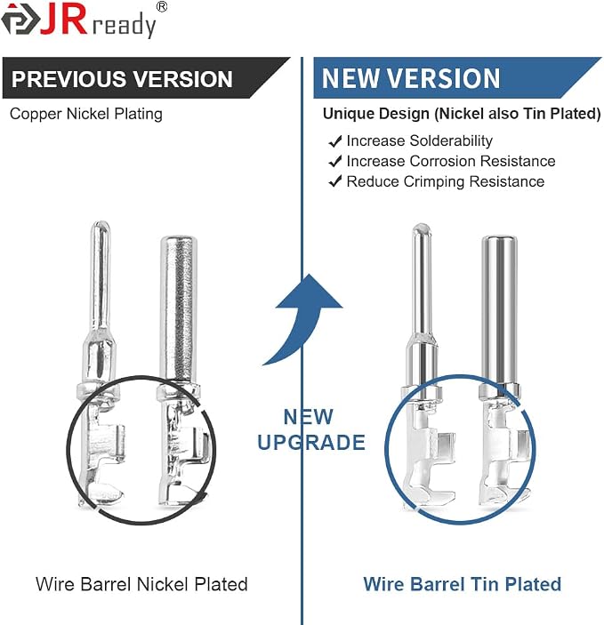JRready ST6450 Deutsch Connector Pins, Deutsch Stamped Pin, Contact Kit Size 12 16 20 Male Pins and Female Sockets Support Wire Guage 22-12AWG for DTP, DT, DTM Series Connectors 340pcs