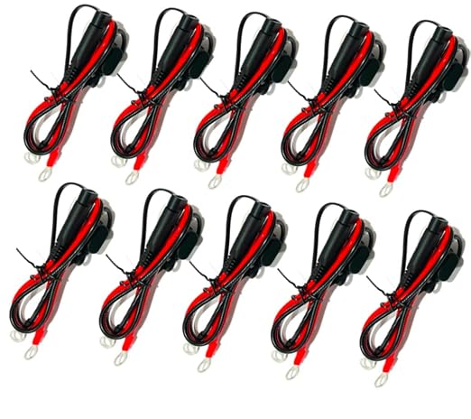 EDS 08100696 27 inch 16 AWG w 10 Amp Fuse & 2 Pin SAE Quick Disconnect Battery Charge Ring Terminal Cable Harness for Cars Trucks Motorcycle ATV RV Boats and More - trickle Charge (10 Pack)