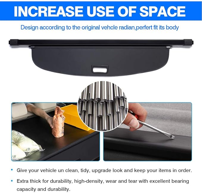 Powerty Retractable Cargo Cover for 2018-2026 Mitsubishi Eclipse Cross, Canvas Texture Trunk Cover Privacy Screen Rear Security Shade for Eclipse Cross Accessories