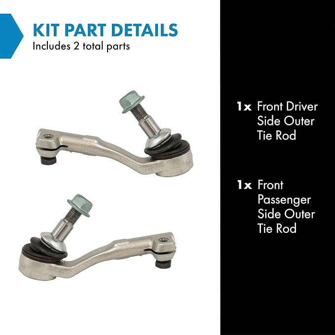 TRQ Front Outer Tie Rod Set 2 Piece Compatible with 2012-18 BMW 320i 328i 328d 330e 330i 335i 340i 428i 428i Gran Coupe 430i 430i Gran Coupe 435i 435i 440i 440i M2 M3 M4