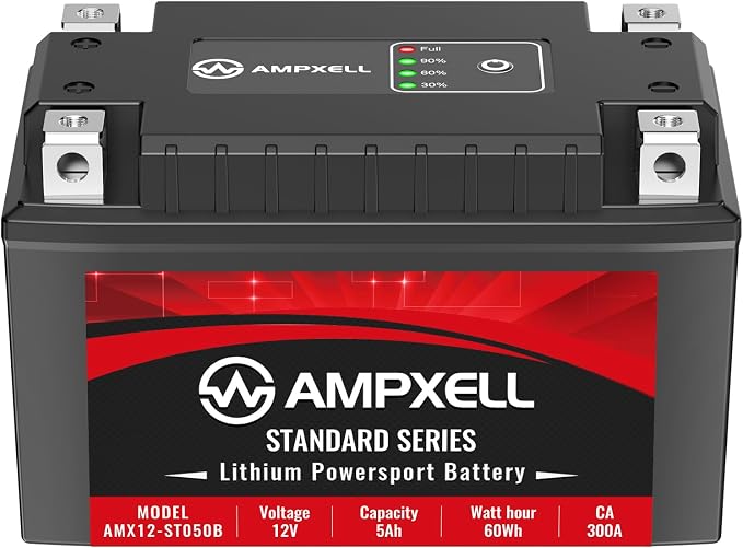 YTX7A-BS Lithium Motorcycle Battery, 12V 5Ah 300 CCA 1.98 lbs Lightweight, Powersports Replacement for ATV UTV Scooter Generator，Compatible withhonda eu3000is battery