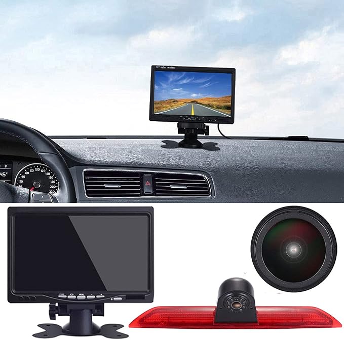 HD 1280x720pixel 3rd Third Brake Light Rear View Backup Reverse Camera+7" inch LCD Monitor Replacement for Ford Transit tourneo Custom Jumbo Kasten V363 F150 F250 F350 V636 MK8 2012-2020 Van