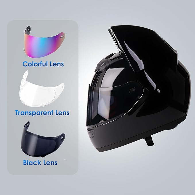 Bluetooth Motorcycle Cat Ear Helmets ,Men Women Moped Scooter Dirtbike ATV Full Face Motorbike Adult Helmet DOT Approved, Built-in Dual Speaker with Microphone