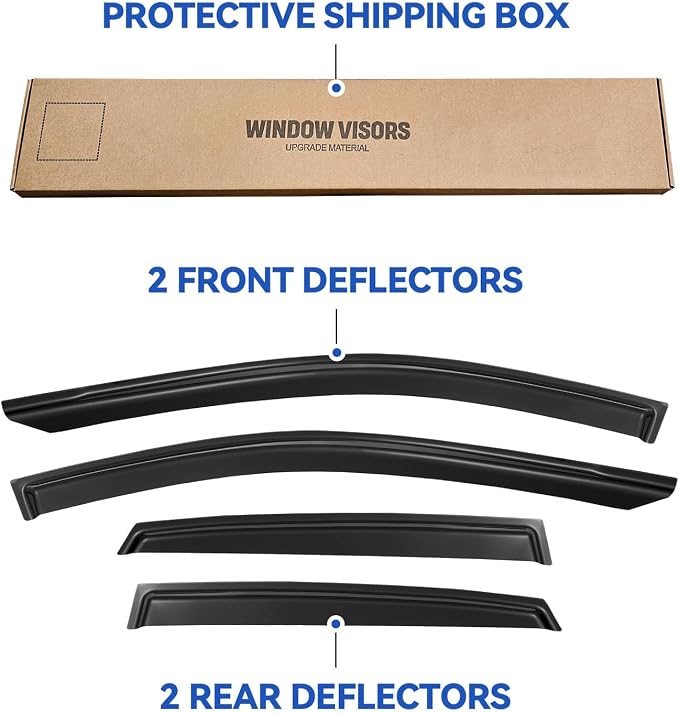 Window Visors Rain Guards for 2018-2023 Hyundai Kona, Out-Channel Window Vent Wind Deflectors Visors Shades for 18-23 Kona