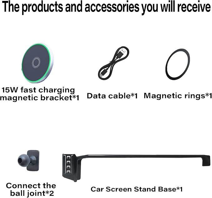 Car Phone Holder for c 2025 2026 Accessories 15W MagSafe Fast Wireless Charger Cell Phone Mount Apply to 12.3 Inch Touch Screen Fixed Clip 360° Rotation