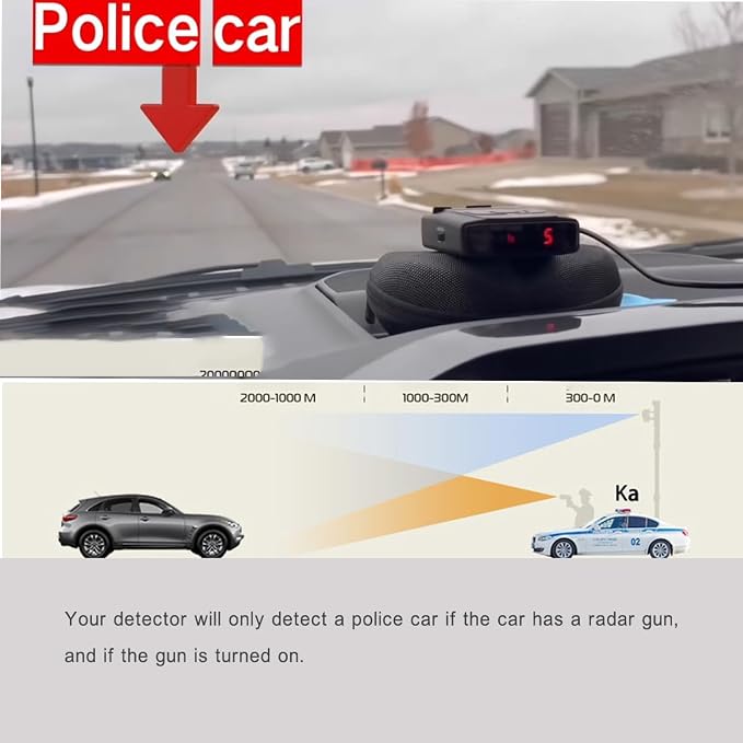 S360 Laser Radar Detector for Cars – City/Highway Mode, Mute & DIM Function, Voice Alert, Long Range Detection, Easy Installation, Compatible with All Vehicles