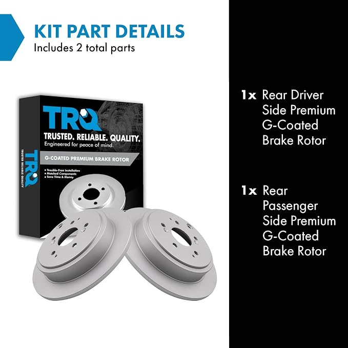 TRQ Rear Brake Rotor Set G Coated Solid Compatible with 2001-2006 Acura MDX 2003-2008 Honda Pilot