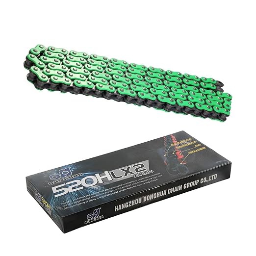 DONGHUA (520HLX2) high Strength Sealed 520 X-Ring Chain 120 Links with Connecting Link (Green)