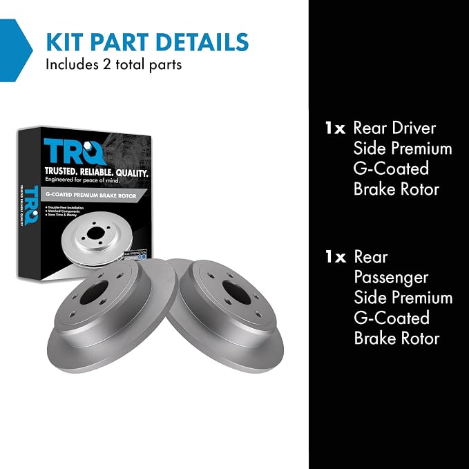 TRQ Rear Brake Rotor Set G Coated Vented Compatible with 2006-2010 Jeep Commander 2005-2010 Grand Cherokee