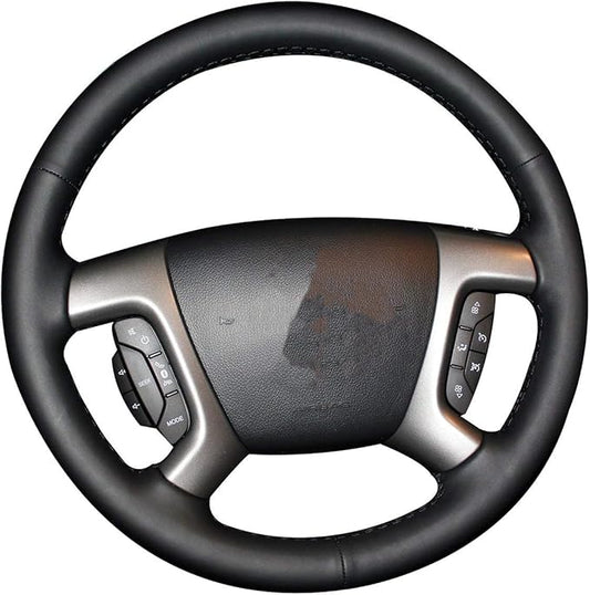 Loncky Leather Steering Wheel Cover for Chevrolet 2008-2013 Silverado 1500 /Silverado 2500 3500/2007-2014 Tahoe/2007-2014 Suburban 1500/2007-2013 Avalanche 1500/2009-2015 Traverse/Express