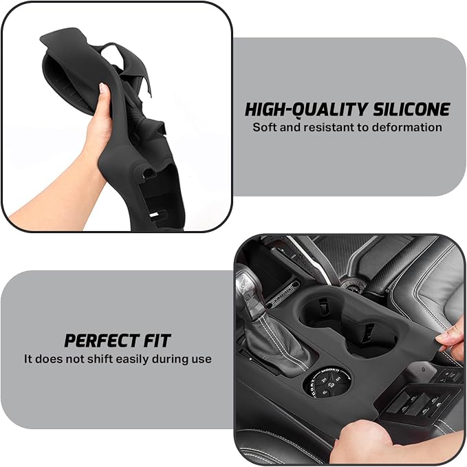 Silicone Car Gear Shift Panel Trim Cover for 2026 2025 2024 Ford Bronco Interior Accessories Center Console Side Storage Box Organizer Black Protective Pad