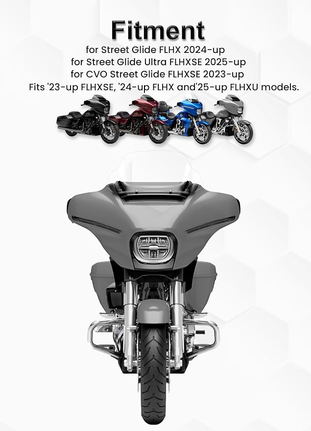 10" Wave Windshield Windscreen Wind Splitter Compatible with Harley Davidson Touring CVO Street Glide FLHXSE 2023-up,Street Glide FLHX 2024-up & FLXHU 2025-up (Clear)