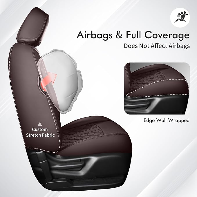 Huidasource Nissan Titan Seat Covers, Waterproof Leather Covers Custom Fit for Nissan Titan/Titan XD 2016-2024 SV PRO-4X SL Platinum Reserve Crew Cab (Fullset/Coffee)