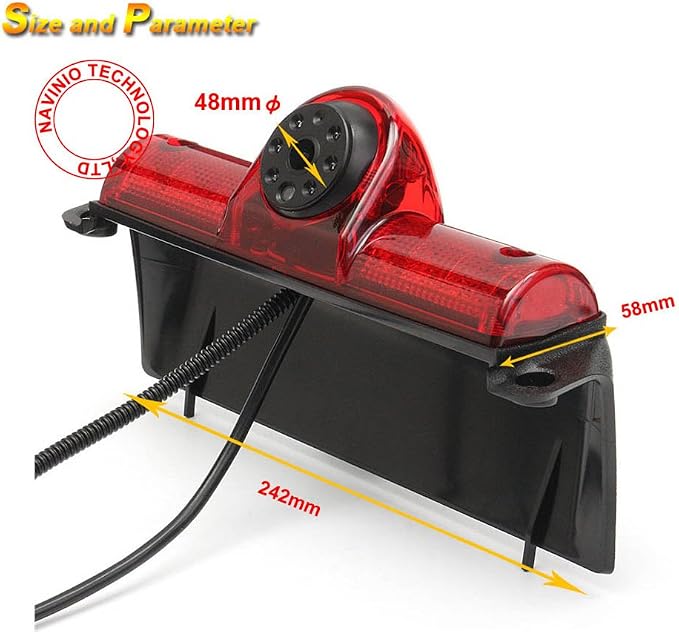HD 170° Auto Car Trailer Transporter Caravan Van Brake Light Roof Rear View Reversing Backup Parking Aids Camera with Angle Adjustable Compatible with Chevrolet Express GMC GM Chevy Savana Cargo Van