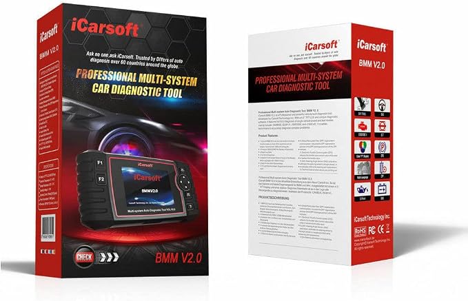 iCarsoft Obd2 Scanner, Code Reader Car Diagnostic Tool BMM V2.0 for BMW/Mini, with Oil Service Reset, EPB, BMS, DPF, SAS, ETC, OBD II, Updated Version of i910-II