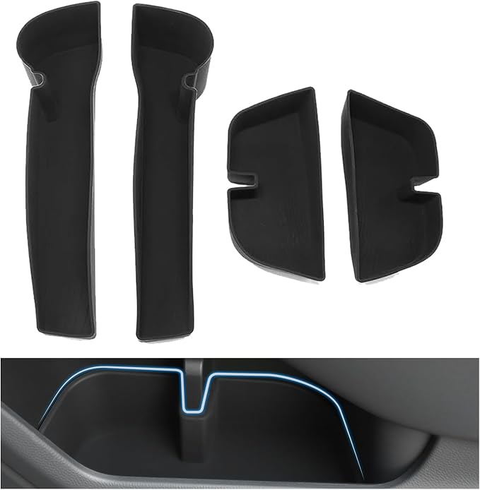 Car Door Organizer Tray for Forester 2025 2026 Accessories Front & Rear Door Pocket Inner Organizer Trays TPE for Forester Accessories 4PCS
