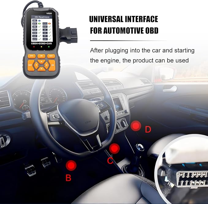 OBD2 Car Scanner Diagnostic Tool, V520 Vehicle OBDII Check Engine Code Reader with Erase Fault Code, Automotive Engine Fault Tester, Universal for SUV Automobile Truck