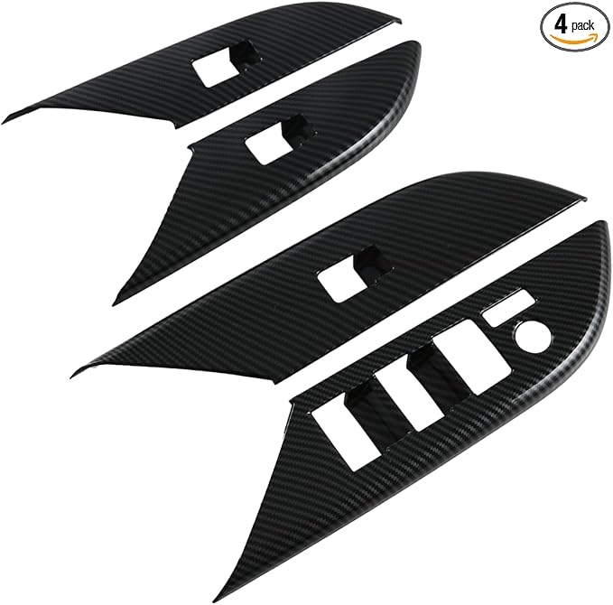 Window Lift Switch Panel Cover, Imitation Carbon Fiber Interior Decor Trim Compatible with Toyota Hilux 2016 2017 2018 2019 2020 2021 2022 2023 2024 2025