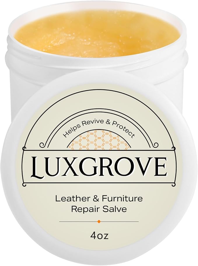 LUXGROVE® Leather & Furniture Repair Salve- Polisher, Leather Cleaner & Conditioner to Soften, Protect & Restore Leathercraft, Leathers Soap for Car Seat, Couch, Shoe, Purse, Boot & Saddles - 4oz