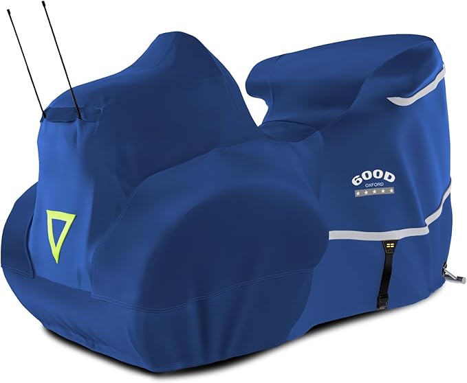 Rosefray Trike Cover,Motorcycle Cover Heavy Duty 600D Waterproof for Trike Models, Tri Glide, and CVO Version, Goldwing, Chidftain, Challenger, Elite Storage, Blue