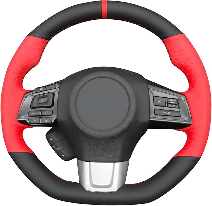 MEWANT Hand Stitch Steering Wheel Cover Wrap for Subaru WRX 2015-2021 / WRX STI 2015-2021 Steering Wheel Accessories for Subaru WRX
