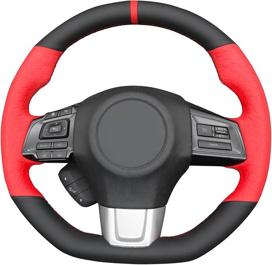 MEWANT Hand Stitch Steering Wheel Cover Wrap for Subaru WRX 2015-2021 / WRX STI 2015-2021 Steering Wheel Accessories for Subaru WRX