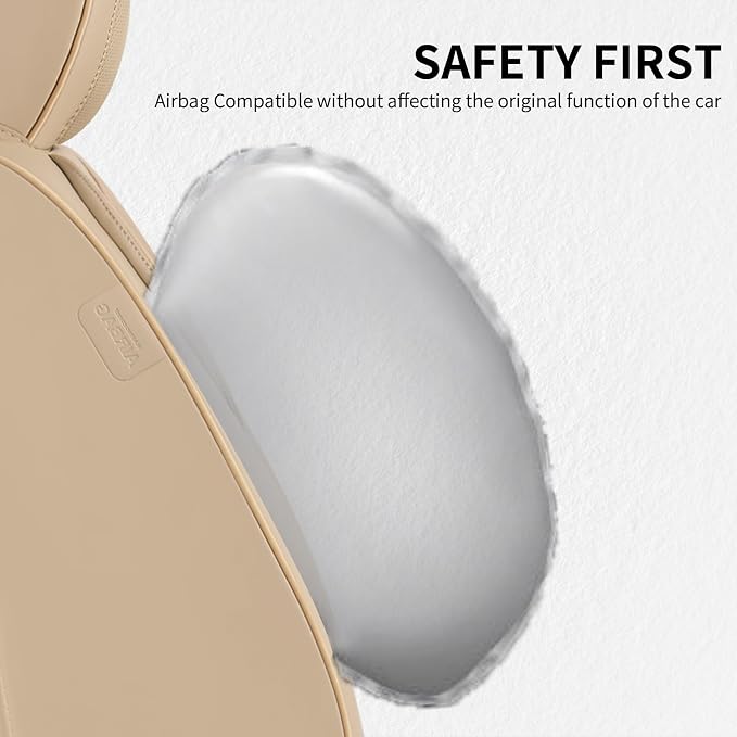 FLORICH Seat Cover, Car Seat Covers Front Set, Waterproof Leather Car Seat Protector, Front Seat Covers for Cars, Automotive Seat Covers Protector 2 Pack Fit for Most Cars Trucks SUV - Beige