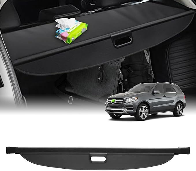Powerty Retractable Cargo Cover for Mercedes Benz GLE 2016-2019/ Benz ML Series ML350 2012-2015, Canvas Texture Trunk Cover Privacy Screen Rear Security Shade for Benz Accessories
