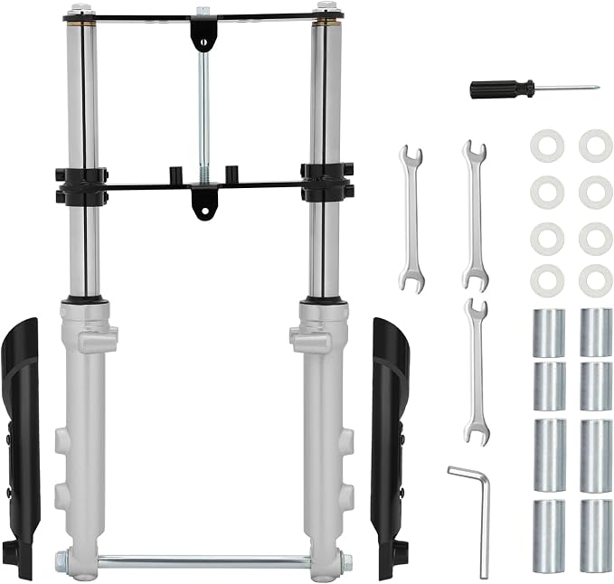 Mini Bike Suspension Kit-Mini Bike Front Fork Suspension Kit Replacement for Coleman CT100U/TrailMaster Storm 200/GMB100,Universal,Small Motorcycle Shock Absorber Fork Frame Upgrade Kit(Silver)
