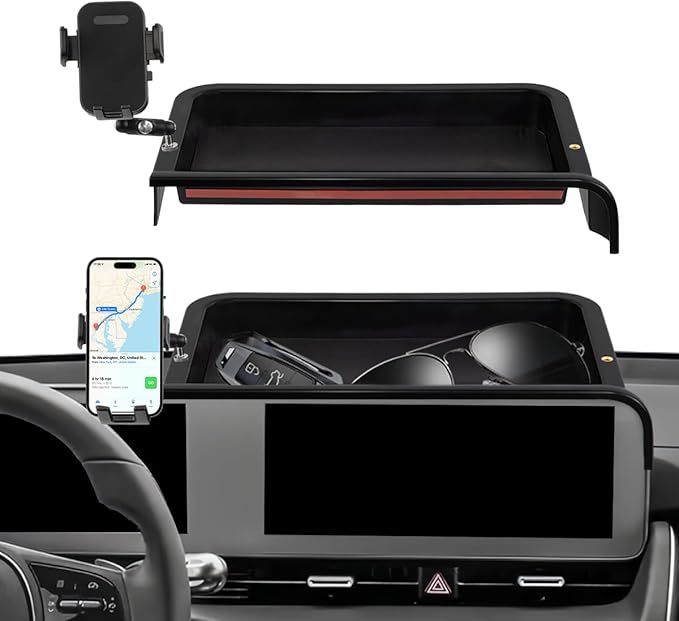 Car Phone Holder Compatible with Hyundai Ioniq 5 2022-2025 Accessories 12.3-Inch Screen Fixed Clip, Cell Phone Mount with Dash Tray Center Console Organizer Hands-Free 360° Rotation