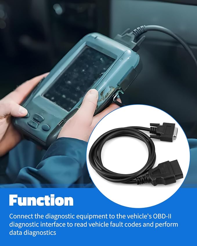 OBD2 OBDII Cable Fits for Cen-Tech Code Reader Scanner Models 60693 60694 60794 62119 62120, 15 Pin Car Male Connector to 16 Pin OBD2 Connector Cord, 4FT Cord