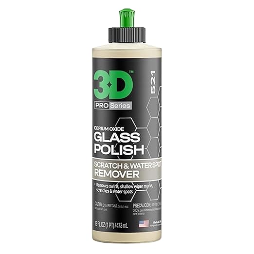 3D Glass Polish – Cerium-Oxide Based Window Polish, Light & Fine Glass Scratch Remover for Car Windows – Restores Clarity & Removes Wiper Marks, Swirls, Water Spots - 16oz
