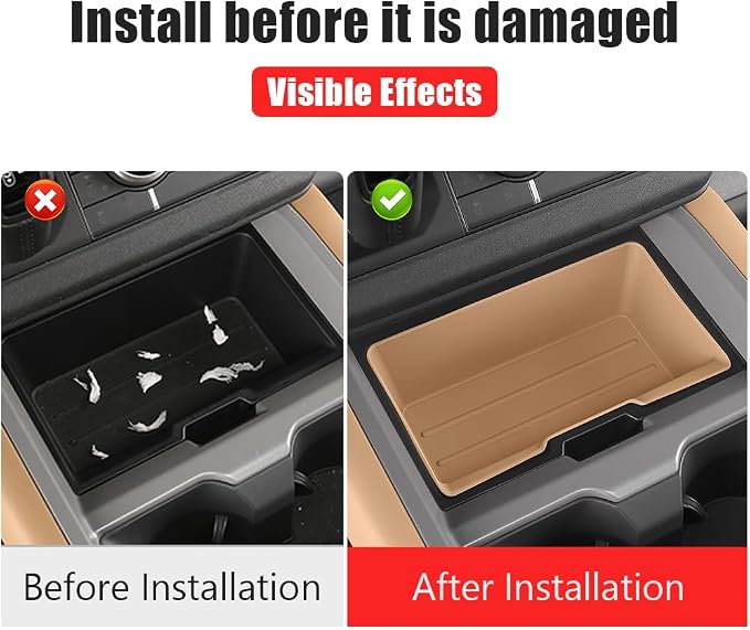 Center Console Storage Box for 2025-2026 Land Rover Defender 90 110 130 Center Storage Box Pad Interior Organizer Tray Storage Box Silicone Trim Tuning Supplies Accessories (Dark Beige)