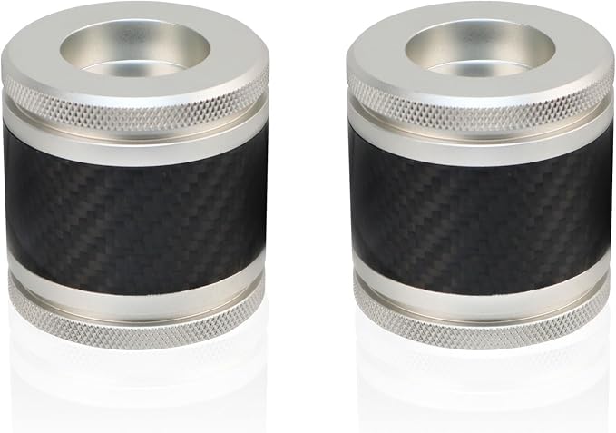 Crash Bar Sliders End Caps CNC Carbon Fiber Inlay Decorative Sliders Fits for 1.25" Front Engine Guard Rear Saddlebag Guard CNC 60mm (Silver)