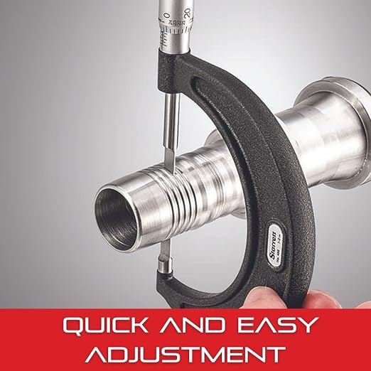 Starrett Outside Micrometer with Ratchet Stop, Lock Nut, and Carbide Faces - Quick and Easy Adjustment, 3-4" Range, .0001" Graduations - T436.1XRL-4 W/SLC