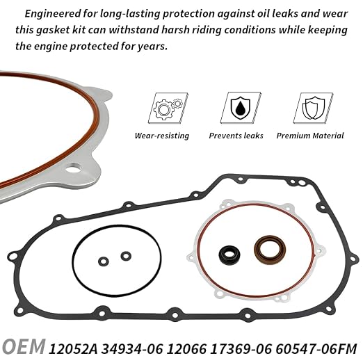 Clutch Kit & Primary Gasket Compatible with Dyna Fat Boy Heritage Softail Softail OEM #34934-06 37932-98 37913-98 60547-06FM