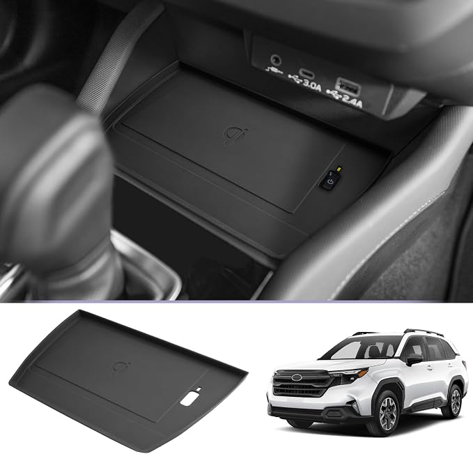 LUWU Wireless Charging Anti-Slip Mat for 2025 2026 Subaru Forester Accessories Silicone Protective Pad Liner Protective Pad Console Phone Charger Liner Mat (Not for 2026+ Touring/Wilderness/Premium)