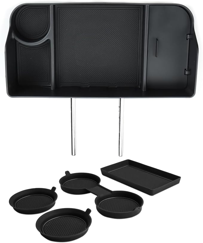 auovo Trims for Ford F150 2015-2023 & F250 F350 F450 2017-2023 (40/20/40 Jump Seat Only) 3D Cup Holder Insert Liners & Front Center Seat Headrest Organizer